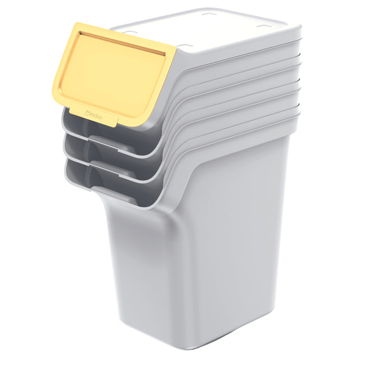 Keden hulladékgyűjtő szett, 4x20 literes, hamu, Stackbox, szelektív hulladékgyűjtő szett, 4x20 literes, hamu, Stackbox