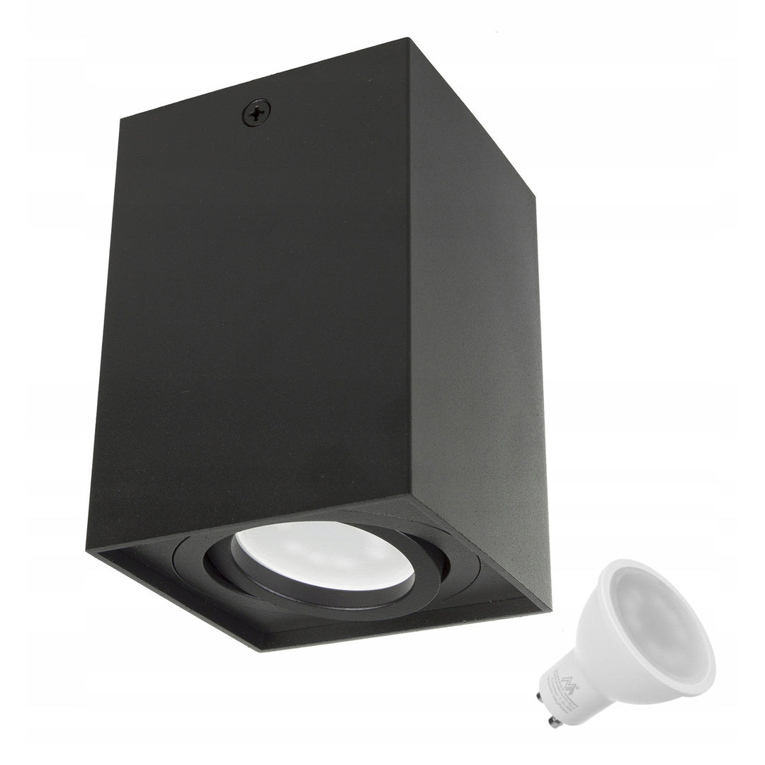 Maclean cső / felszíni lámpatest, spot, halogén, szögletes, alumínium, 5W GU10 izzó, 80x80x115mm, fekete szín, MCE426 B +