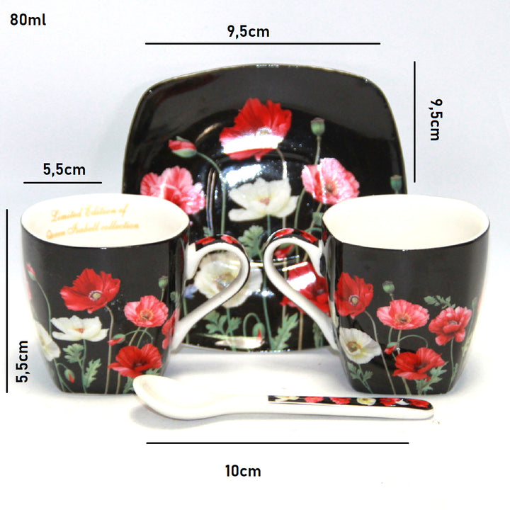 Eszpresszó csészék porcelán készlet tányérokkal Queen Isabell W9PB06-09510