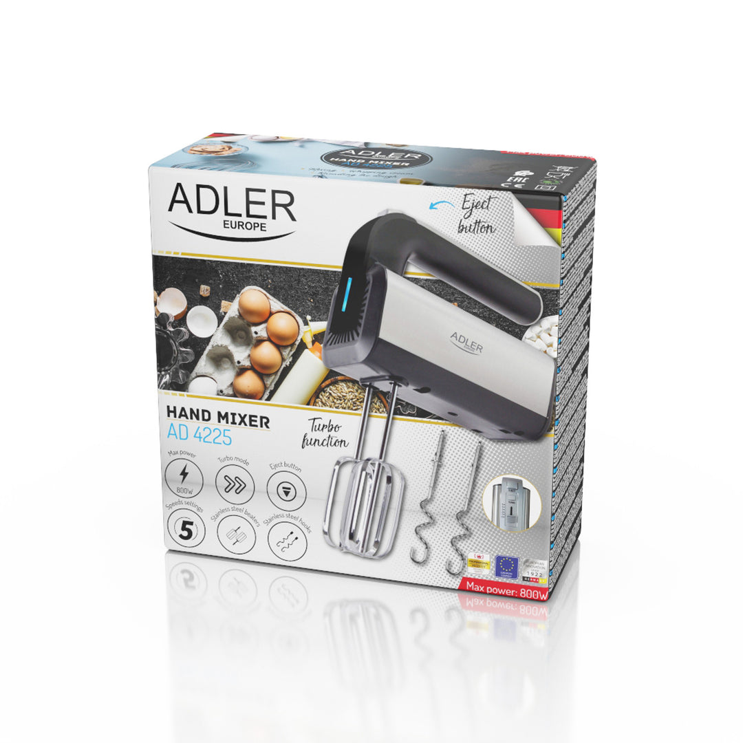 Adler kézi mixer, 5 sebességfokozat, 800W, Turbo funkció, AD 4225