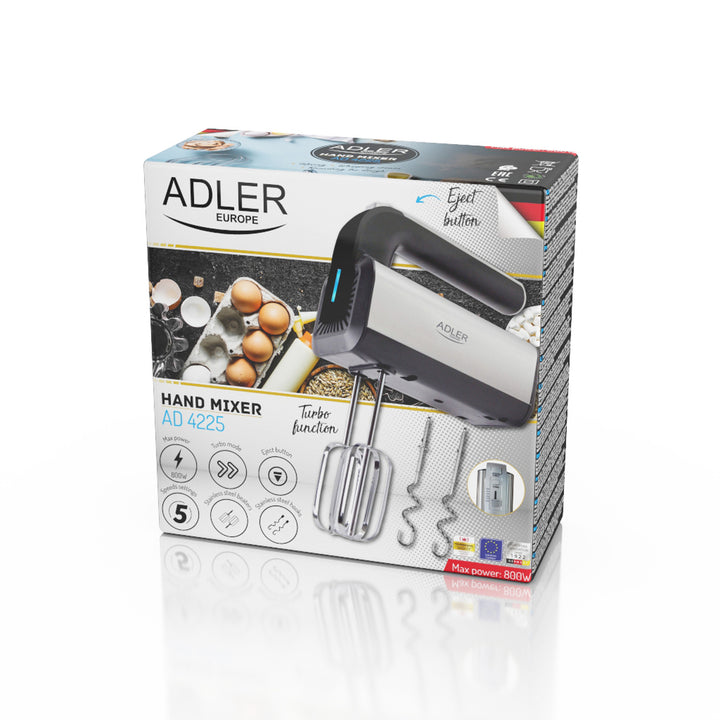 Adler kézi mixer, 5 sebességfokozat, 800W, Turbo funkció, AD 4225