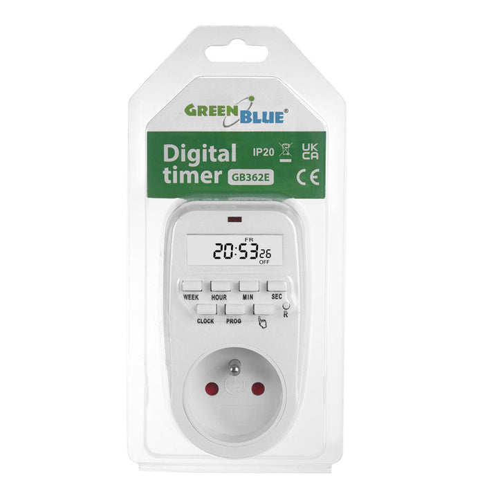 GreenBlue GB362 E digitális időzítő max terhelés 16A IP20