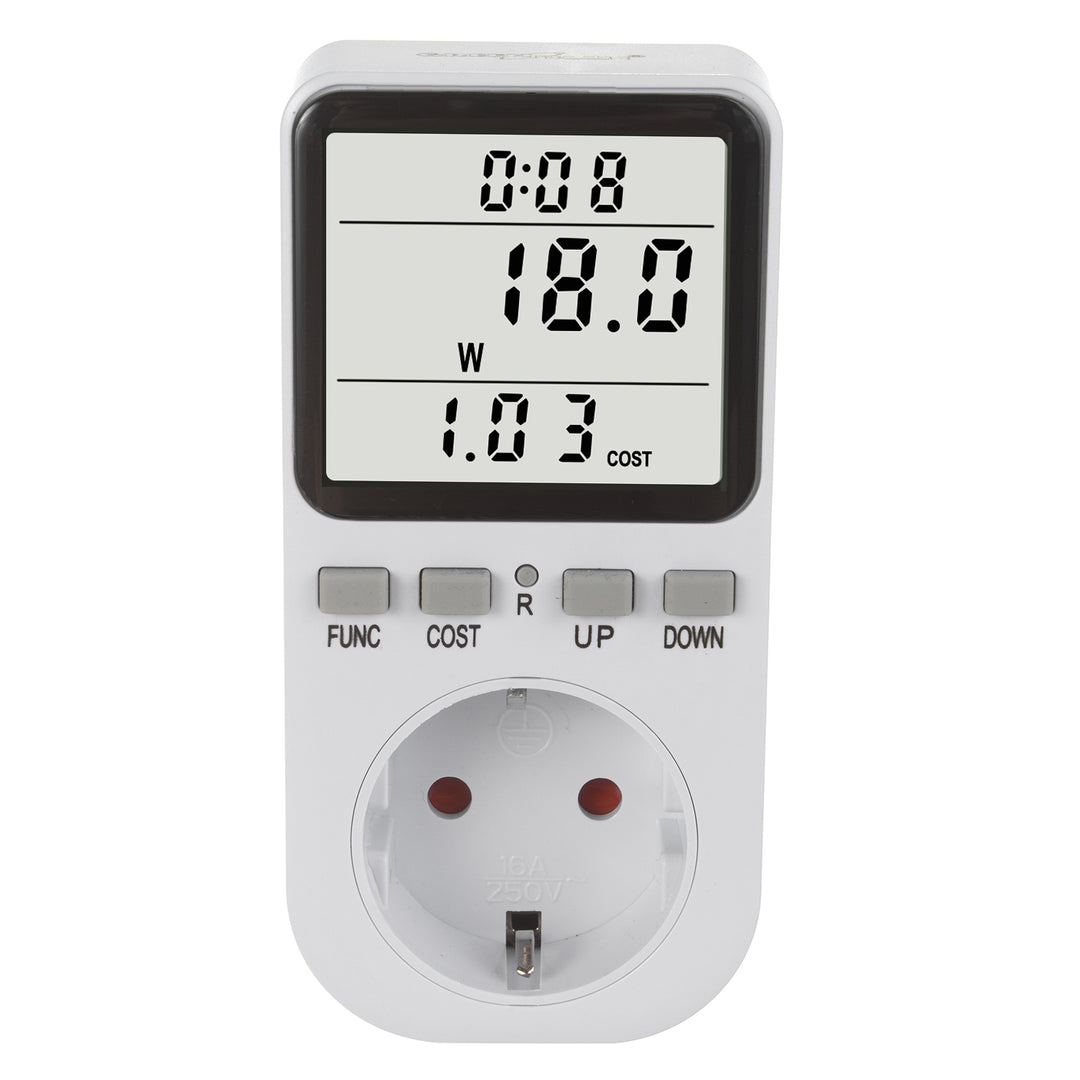 GreenBlue energiamérő, wattmérő, F típus, 220-240V AC, 50Hz, max. terhelés 16A, IP20, beépített akkumulátor, GB364 F