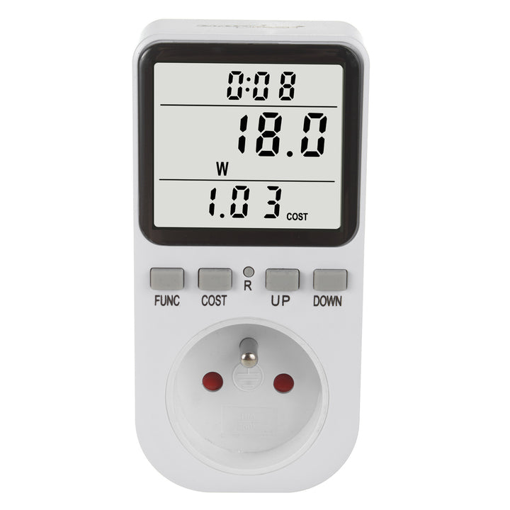 GreenBlue energiamérő, wattmérő, E típus, 220-240V AC, 50Hz, max. terhelés 16A, IP20, beépített akkumulátor, GB364 E
