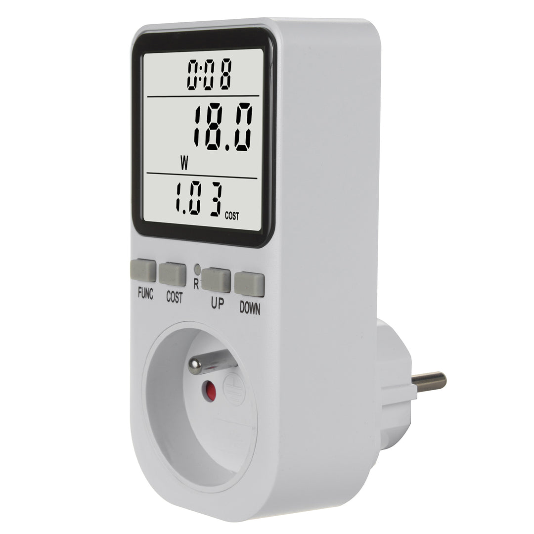 GreenBlue energiamérő, wattmérő, E típus, 220-240V AC, 50Hz, max. terhelés 16A, IP20, beépített akkumulátor, GB364 E