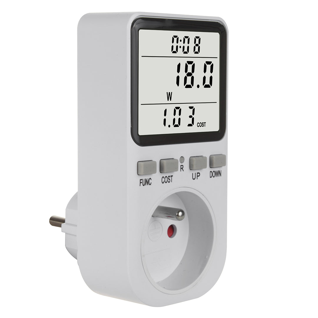 GreenBlue energiamérő, wattmérő, E típus, 220-240V AC, 50Hz, max. terhelés 16A, IP20, beépített akkumulátor, GB364 E