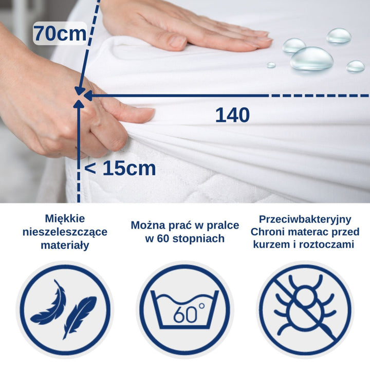 Snibbs vízálló lepedő, fehér, 70x140 cm, T-SNI-10024