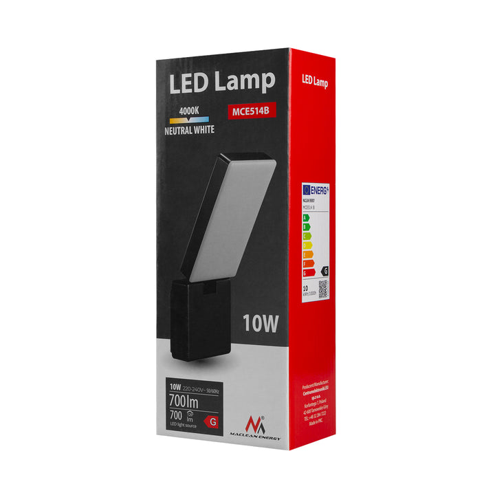 Lámpa LED Maclean MCE514 B czarna 10W 700lm IP65 4000K