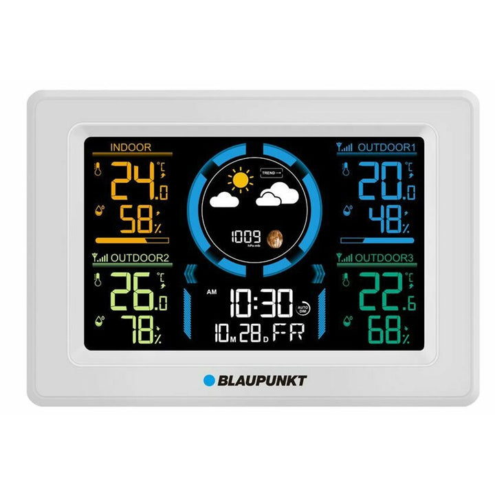 Blaupunkt időjárás állomás, nedvességmérő, nyomás, előrejelzés, 3 szenzor, WS40WH