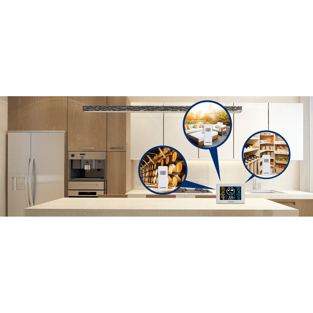 Blaupunkt időjárás állomás, nedvességmérő, nyomás, előrejelzés, 3 szenzor, WS40WH
