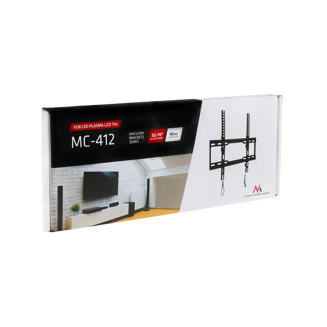 Maclean TV tartó, max VESA 400x400, 32-70", 45kg, dőlésszög állítás +0°~-10°, MC-412