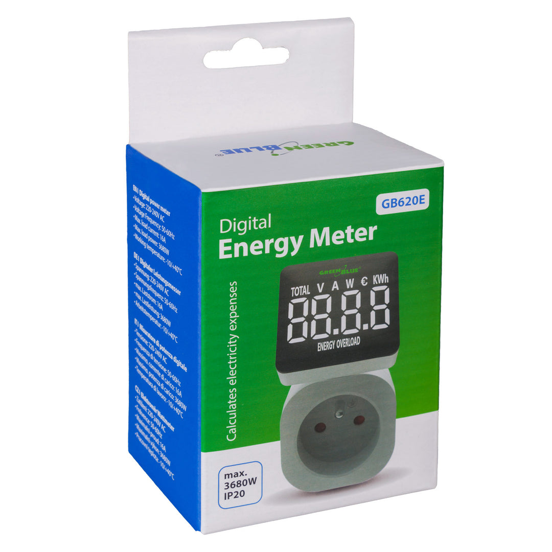 Energiamérő wattmérő 16A max 3680W memória biztonsági mentés