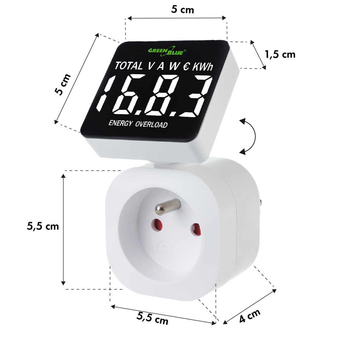 Energiamérő wattmérő 16A max 3680W memória biztonsági mentés