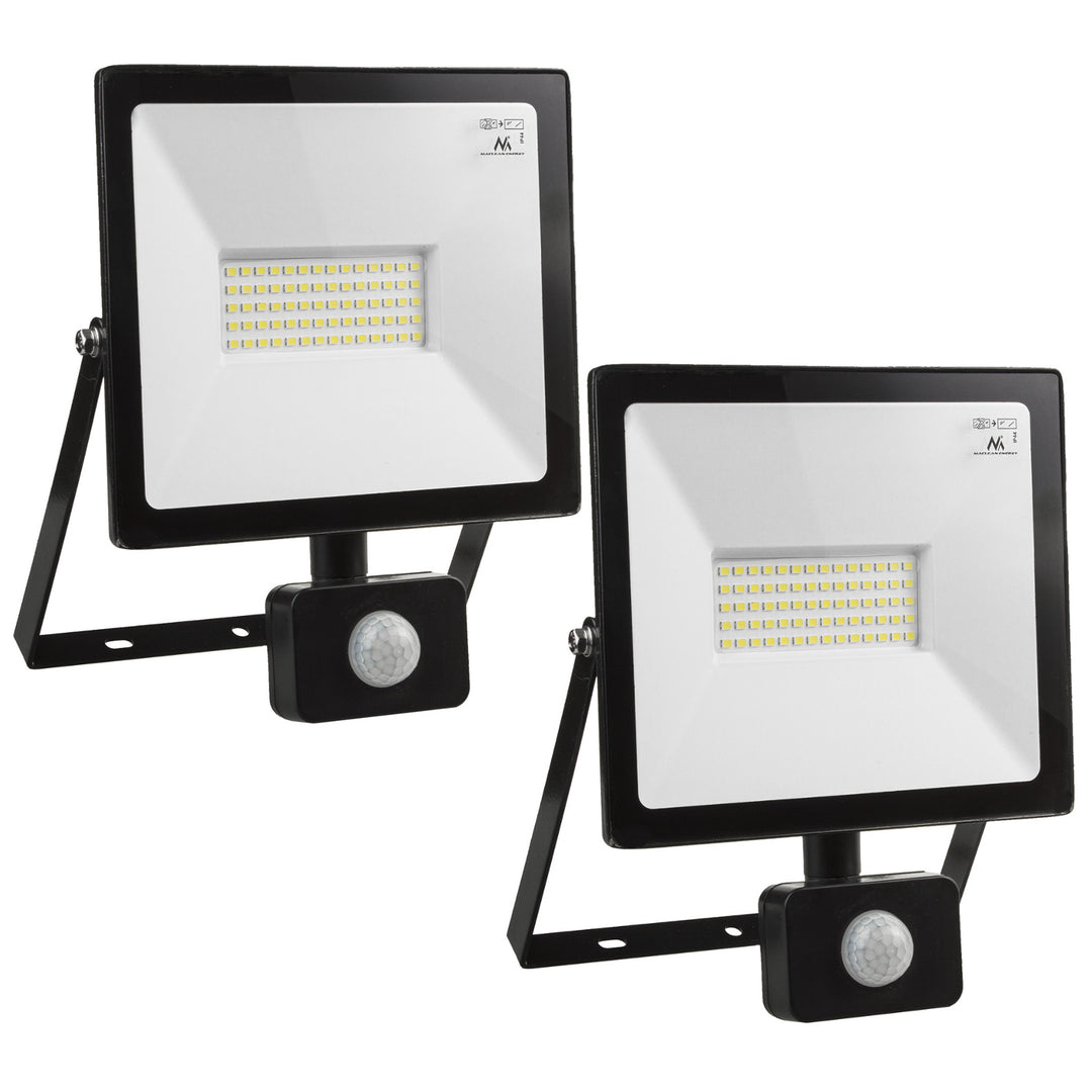 2x LED reflektor Maclean mozgásérzékelővel, vékony 50W, 4000lm, melegfehér (3000K), IP44, MCE650 WW PIR
