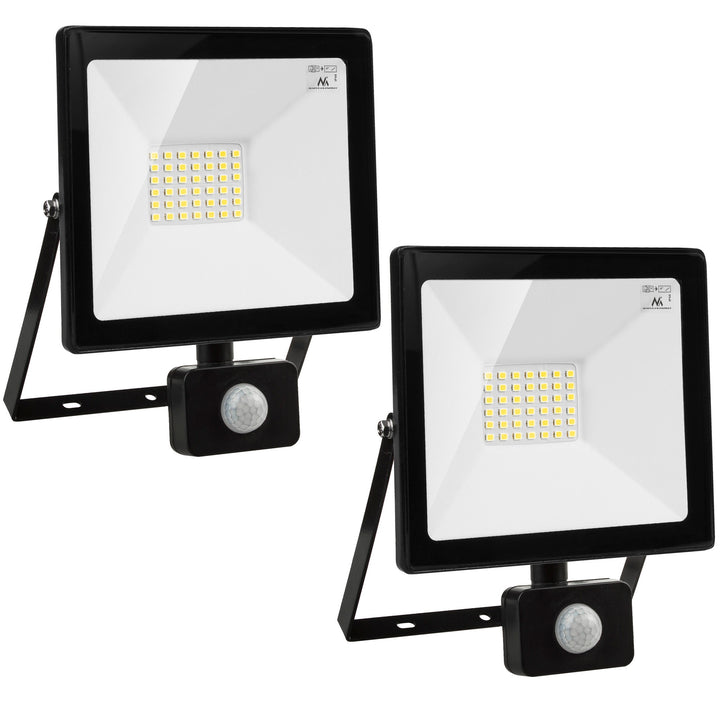 2x LED-es reflektor Maclean mozgásérzékelővel, vékony 30W, 2400lm, meleg fehér (3000K), IP44, MCE630 WW PIR, MCE630 WW PIR