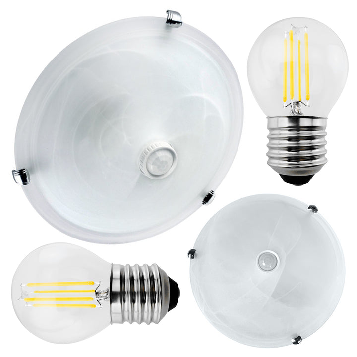 Maclean mozgásérzékelő plafond, mennyezetre szerelhető, PIR érzékelővel, max. 2x40W, E27, MCE22 + 2x MCE284 WW