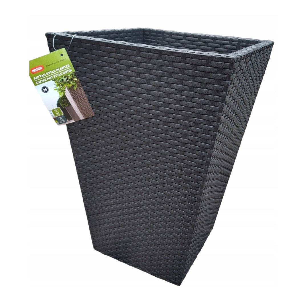 Keter virágcserép, téglalap alakú, magasság 57 cm, antracit, Rattan növénytartó M