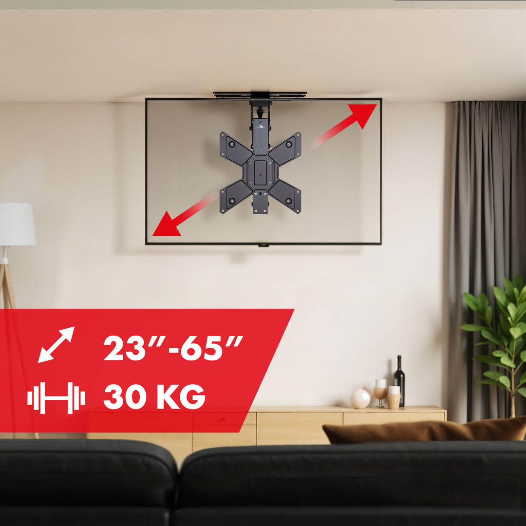 Maclean elektromos mennyezeti tartó TV-hez, TUYA tartó, max VESA 600x400, 90st forgatható, 23"-65", 30kg, MC-491