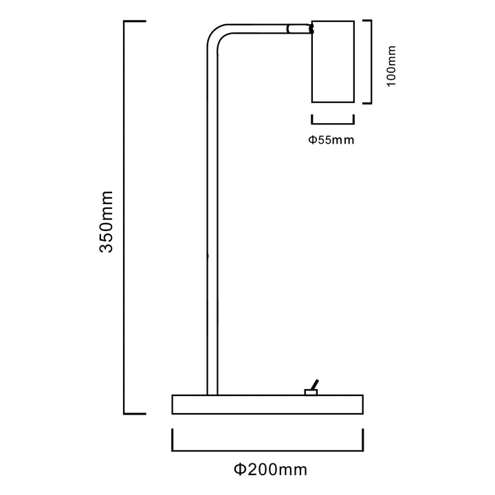 GU10 asztali lámpa be-/kikapcsolóval fekete 55x90mm