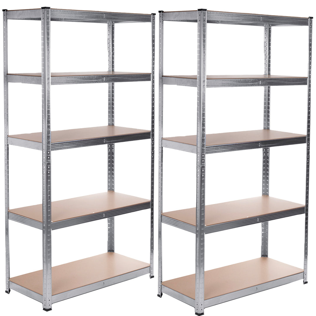2x fém tároló állvány 175 kg x5 180x90x40cm ZöldKék, horganyzott, összecsukható, MDF, GB378
