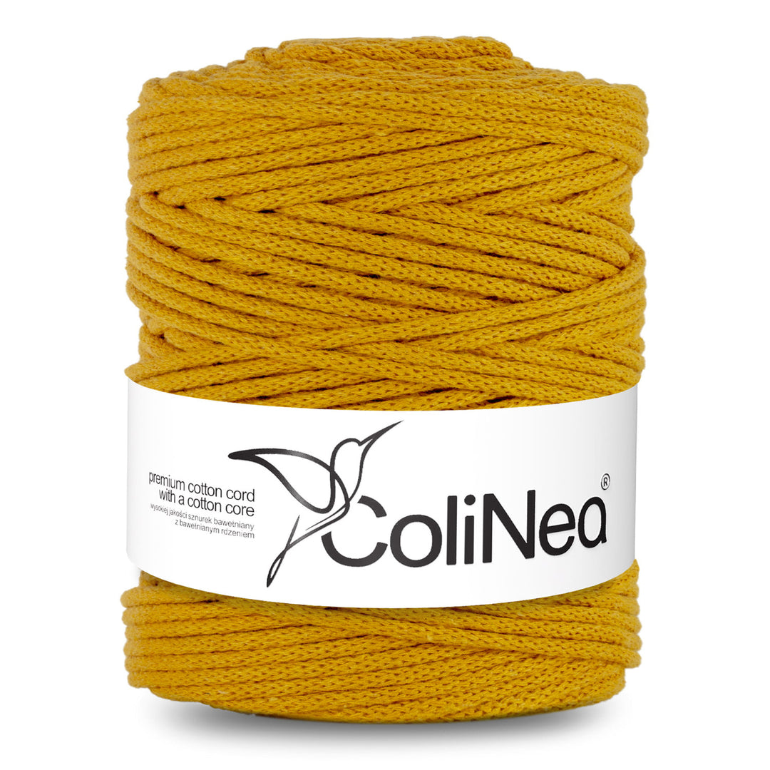 ColiNea, pamut zsinór pamut maggal, fonott, 5mm, 200m, mustár színű