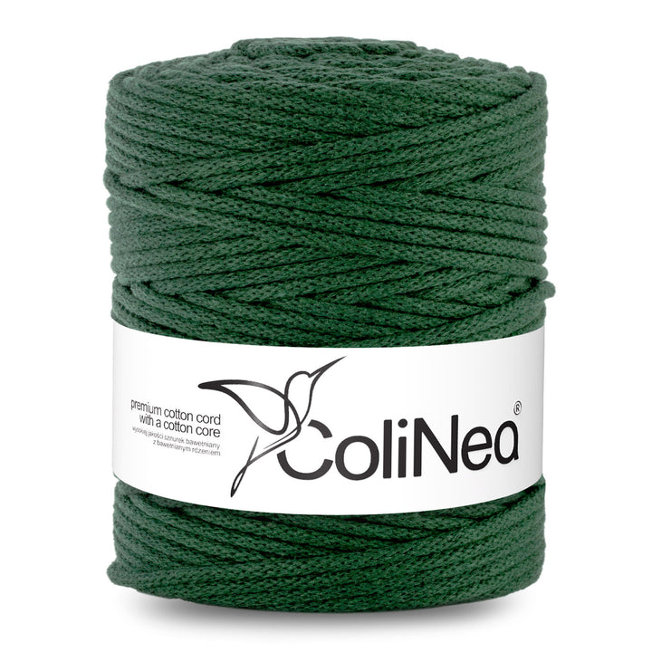 ColiNea, pamut zsinór pamut maggal, fonott, 5mm, 200m, palackzöld