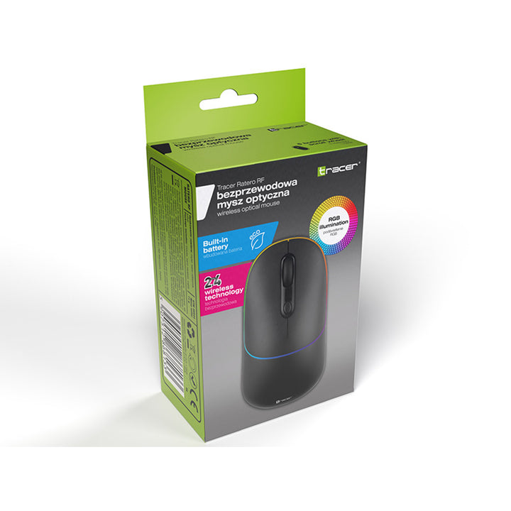 Vezeték nélküli egér Tracer, 650 mAh újratölthető akkumulátor, RGB háttérvilágítás, Ratero