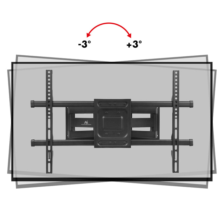 Maclean TV tartó, max VESA 600x400, 32-85", 60kg, vízszintes és függőleges szögbeállítás, profil 65-390mm, fekete, MC-789