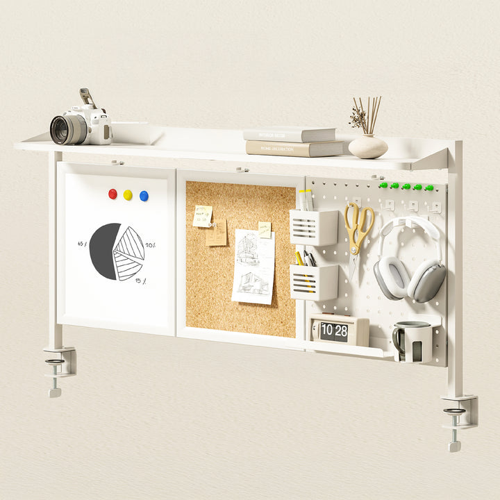 Ergo Office asztali térelválasztó / szervező, max. terhelés 10kg, fehér és parafa tábla, szélesség 1250mm, fehér, ER-300 W