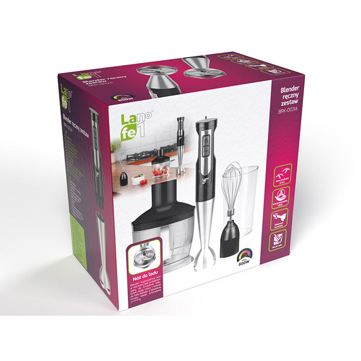 Lafe botmixer, 800 W, 600 ml-es csésze, Turbo funkció, BRK-003A
