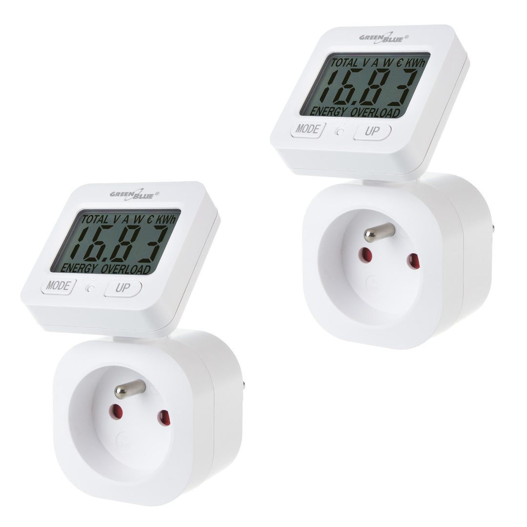 GreenBlue energiamérő, wattmérő, 16A, max. 3680W, almemória, GB615 E, 2 db