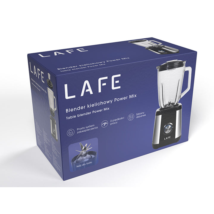 Lafe csészés turmixgép, üveg, 2 sebesség, 600 W, Power Mix