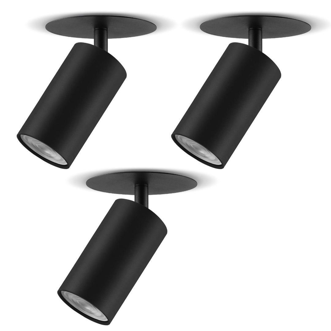 Maclean süllyesztett / csöves lámpatest, spot, kerek, alumínium, GU10, 55x130mm, fekete szín, MCE364 B 3db+ LED izzó GU10 7W Maclean Energy MCE437 WW meleg fehér 3000K, 220-240V~, 50/60Hz 3db