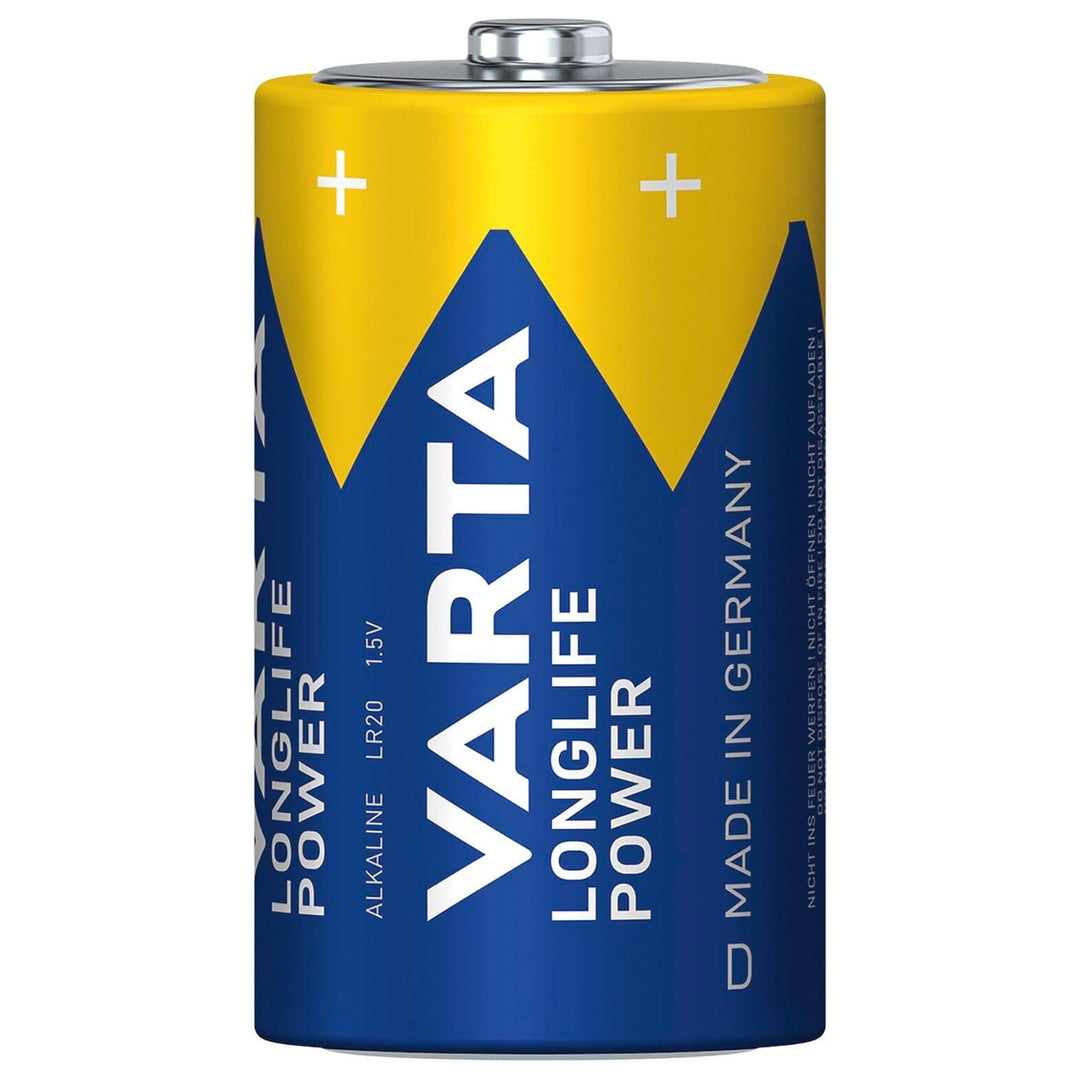 VARTA Longlife Power, 2 db D / R20 méretű, 1,5V-os alkáli elem, D / R20 méretű, 1,5V