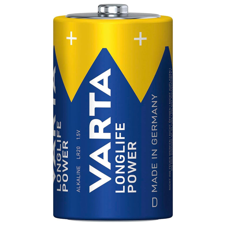 VARTA Longlife Power, 2 db D / R20 méretű, 1,5V-os alkáli elem, D / R20 méretű, 1,5V