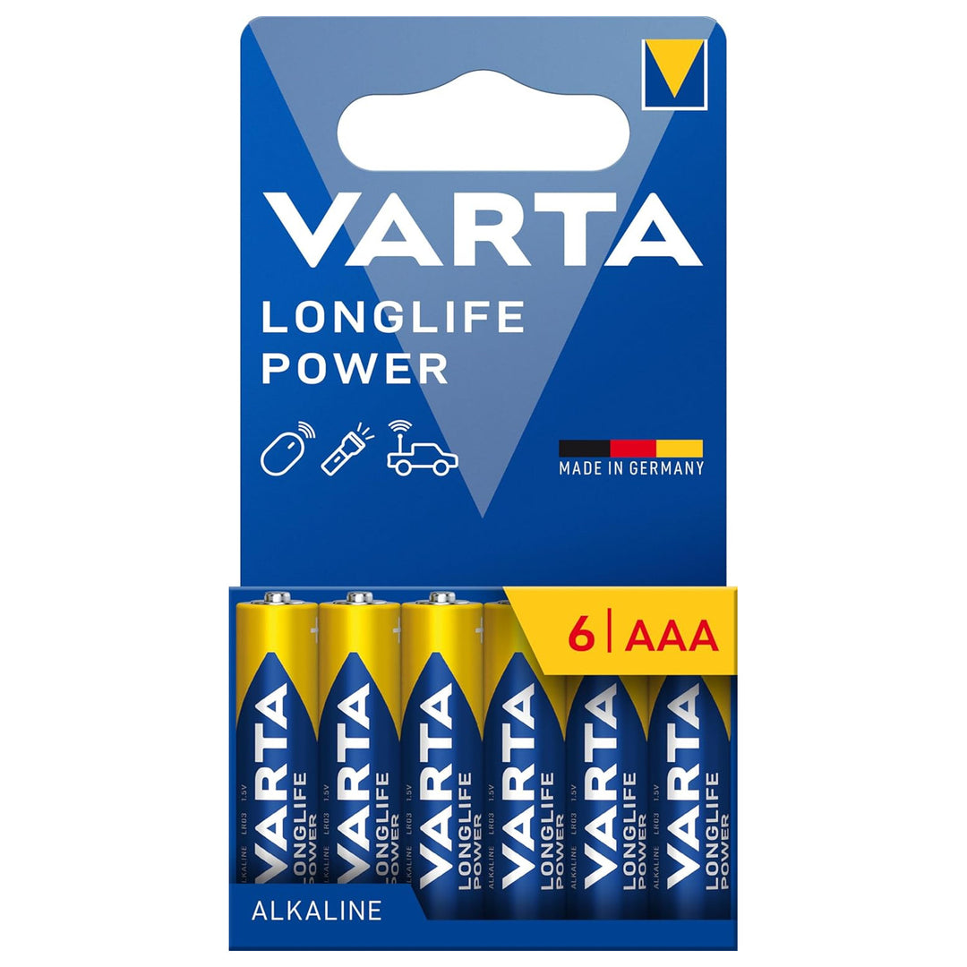 VARTA Longlife Power, 6 db AAA alkáli elem, LR03, 1,5V