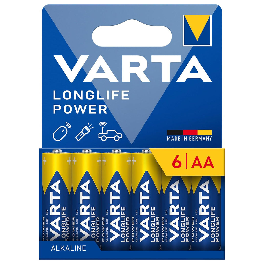 VARTA Longlife Power, 6 db AA alkáli elem, LR06, 1,5V
