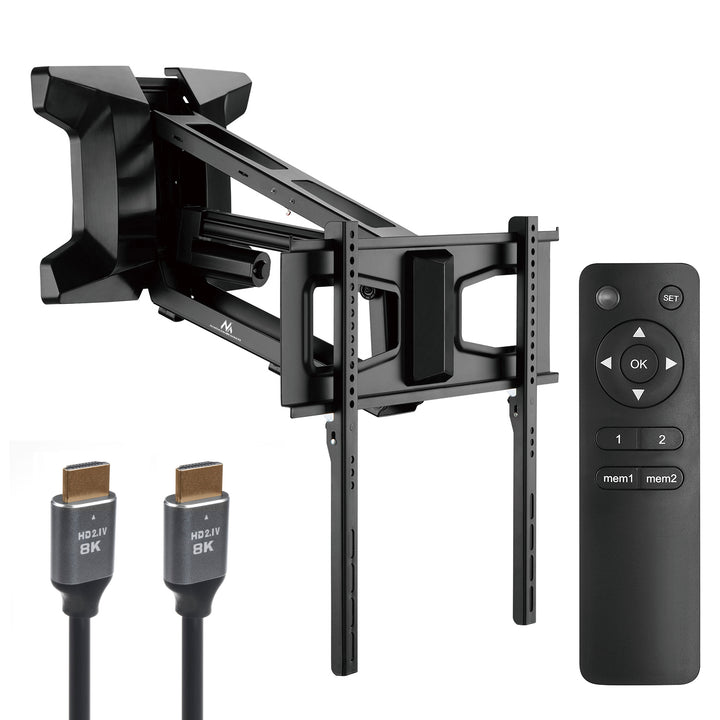 Elektromos tartó TV kandalló fölé Maclean, max VESA 600x400, wifi távirányító, 37"-70", max 35kg, MC-891 +Maclean HDMI 2.1a kábel, 3m, 8K HDR, MCTV-442