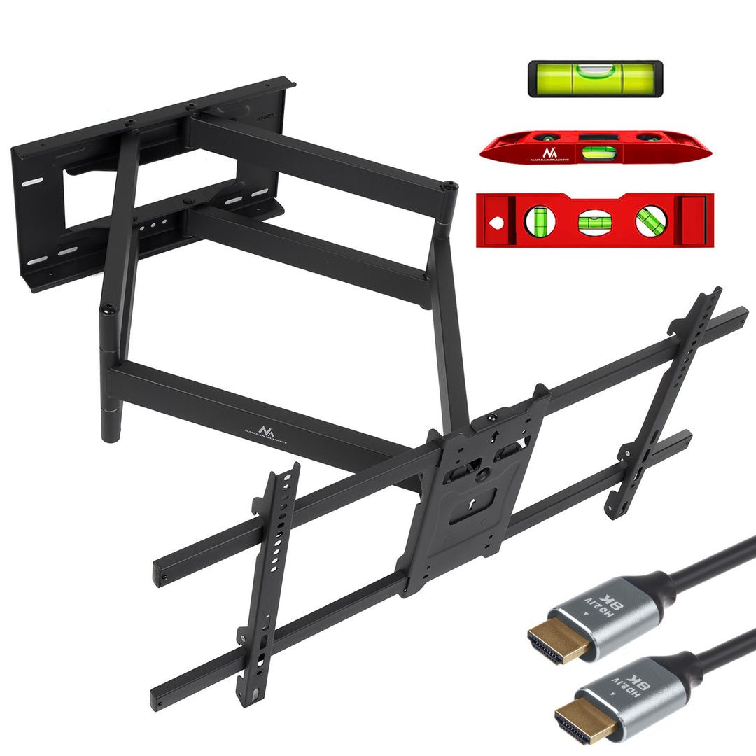 Maclean TV tartó, max VESA 800x400, 37-85", 55kg, hosszú kar 915mm, MC-986 +Maclean HDMI 2.1a kábel, 3m, 8K HDR, MCTV-442
