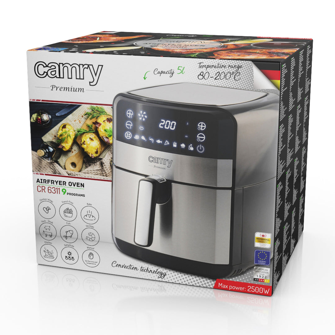 Zsírmentes fritőz, 9 program, 5,0 L, Airfryer, Camry CR 6311