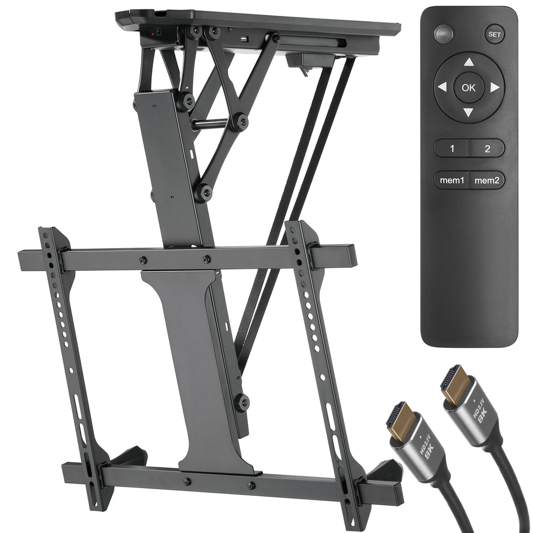 Maclean elektromos mennyezeti TV tartó, max VESA 600x400, ferde falakhoz, távirányító, 32"-70", 35kg, MC-880 + Maclean HDMI 2.1a kábel, 3m, 8K HDR, MCTV-442