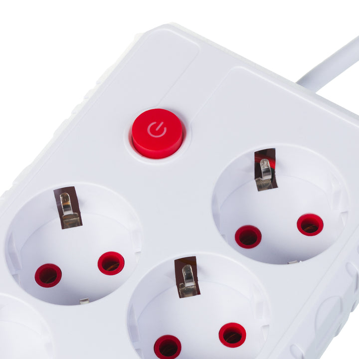 Maclean konnektor, 4 csatlakozós hosszabbító kábel + 3xUSB, 110-240V AC 50/60Hz, 2.1A max 2500W, 1.5m, fehér, MCE392 W