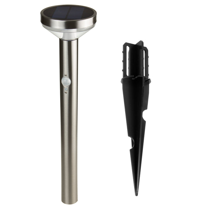 Maclean napelemes LED lámpa, érzékelővel, 3 üzemmód, dugaszolható, Li-ion 18650, IP44, 3.7V, 1200 mAh, króm matt, MCE465 C/M, 6 db.