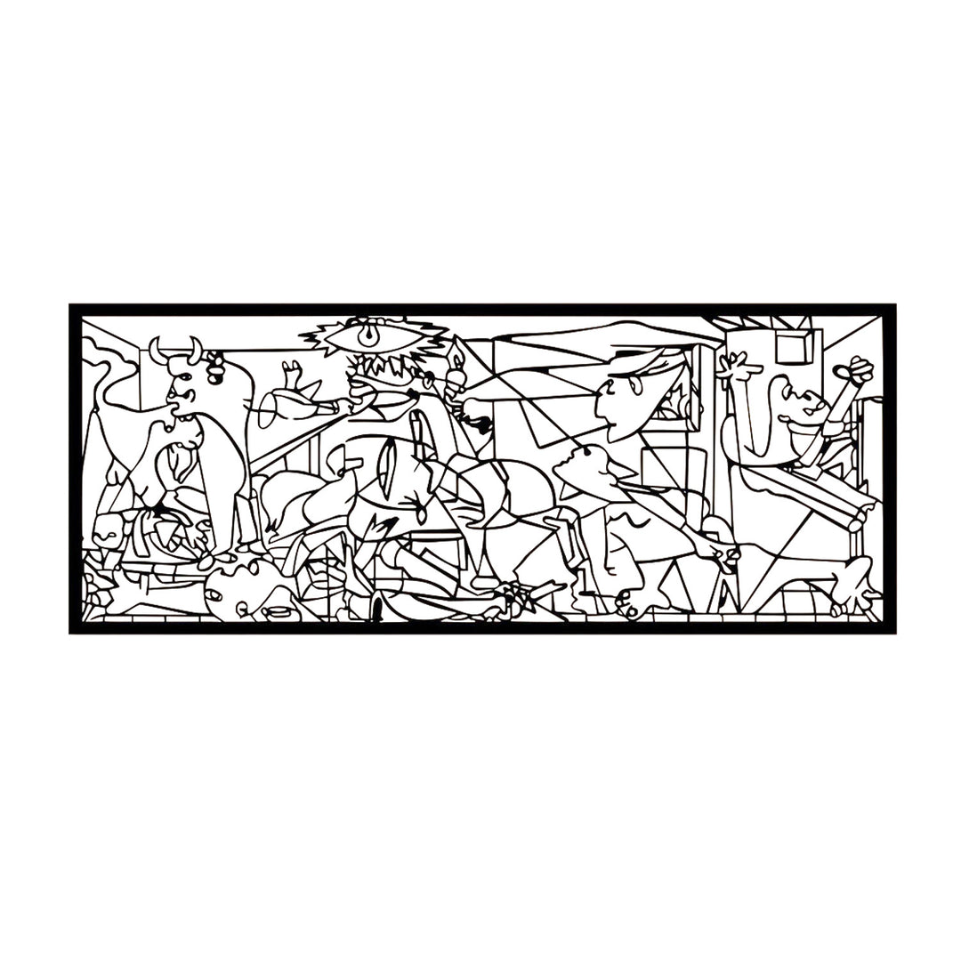 Áttetsző festmény, 3D fali dekoráció, 3D-s festmény "Guernica by Pablo Picasso" 120x48cm Fekete