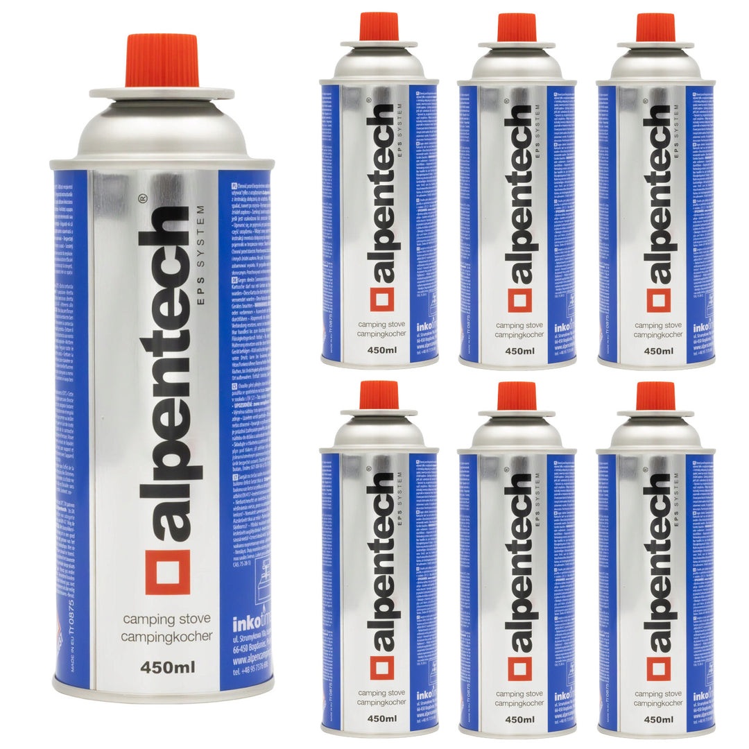 Alpentech 450ml gázpatron, EN417 szabványnak megfelelő, izobután, EPS rendszer, IK301, 7 db, 7 darab