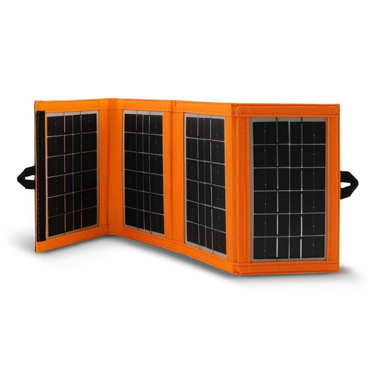 Napelem, töltő, 6W, 1 USB port, fekete és narancssárga, A01