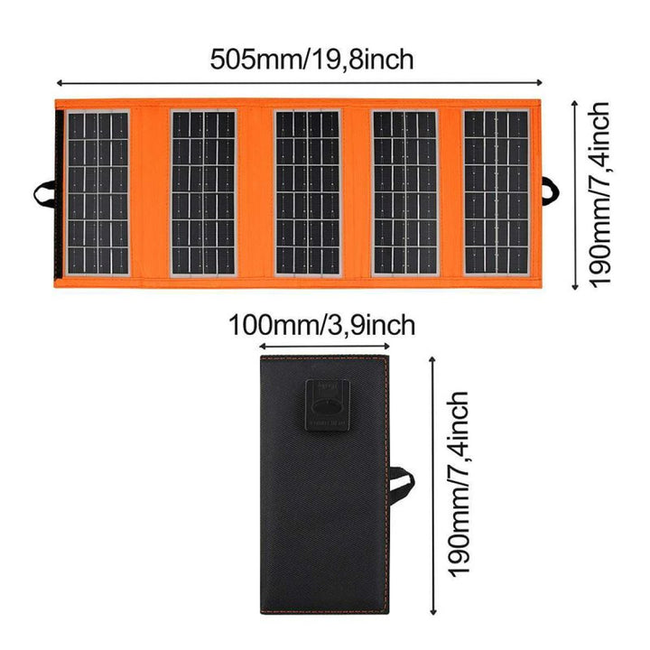 Napelem, töltő, 10W, 1 USB port, fekete és narancssárga, A02