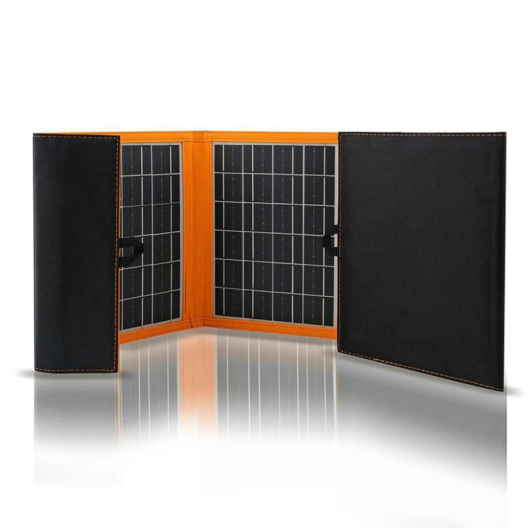Napelem, töltő, 20W, 2 USB port, fekete és narancssárga, A05