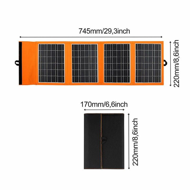 Napelem, töltő, 20W, 2 USB port, fekete és narancssárga, A05
