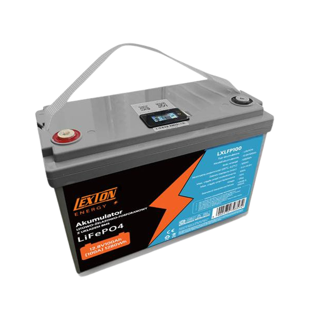 Lexton lítium vas-foszfát LiFePo4 akkumulátor, BMS, 12.8V, 100Ah, LXLFPP100